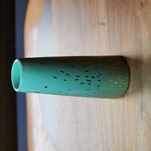 Vintage  Ceramic 4" Sage Green Bud Vase with Gold Flakes